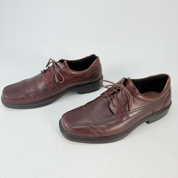 Ecco Shoes Mens 9.5-10 Helsinki Brown Leather Derby Comfort Casual Dress Shoe 43 main image 5
